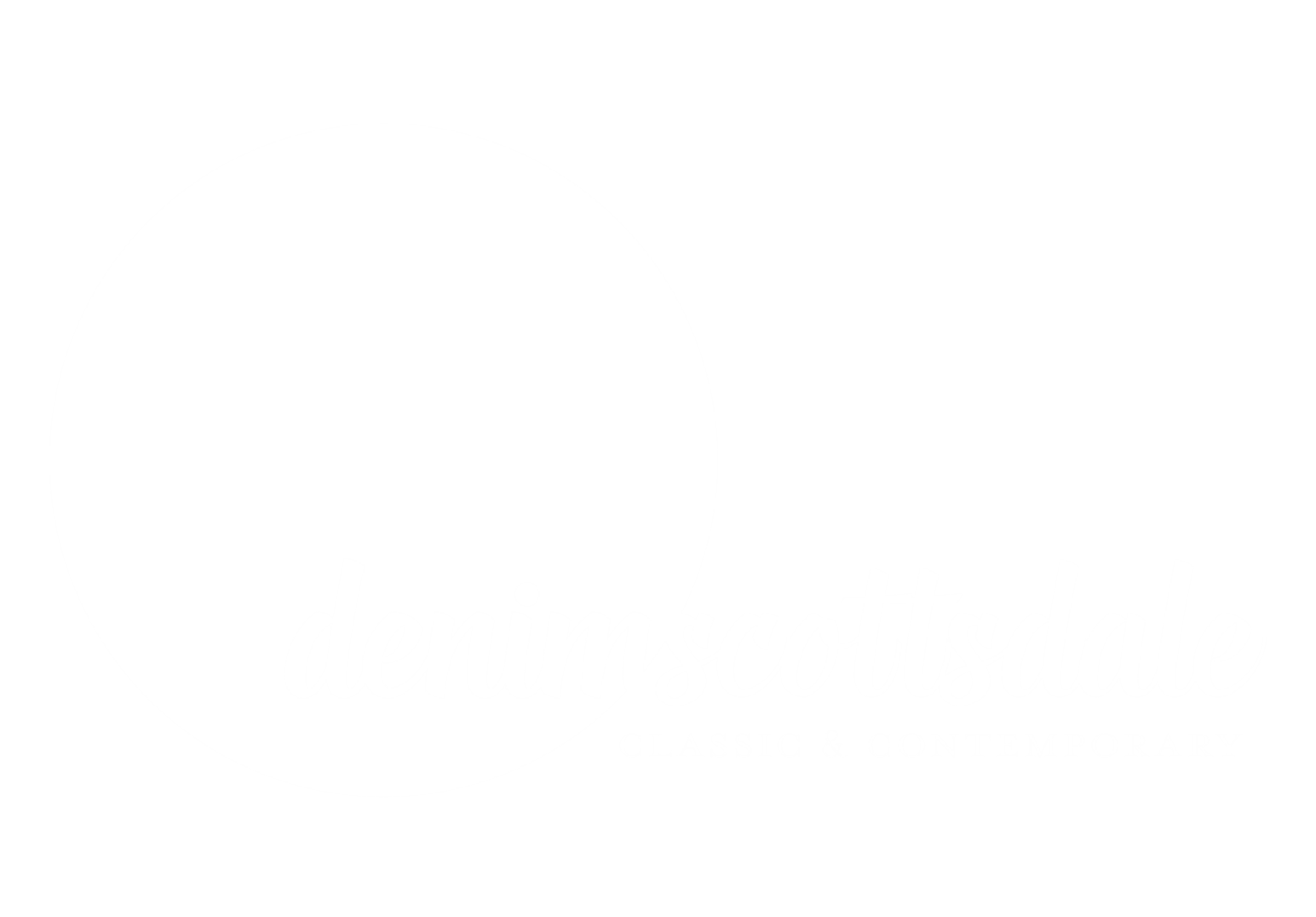 A black and white image with the words denim scottsdale classic and contemporary at Denim Scottsdale, Scottsdale